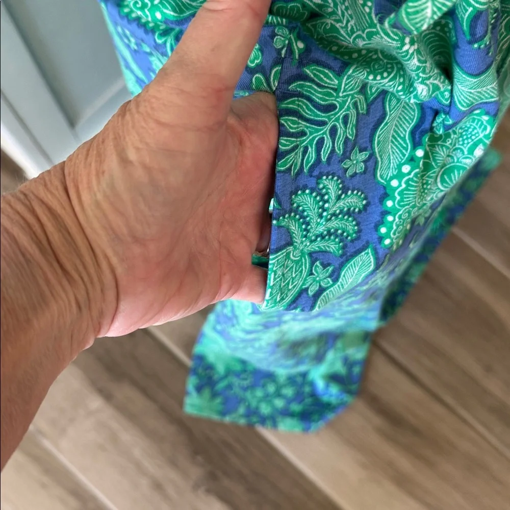 J. Jill 2X blue green floral knit maxi dress - Picture 8 of 9